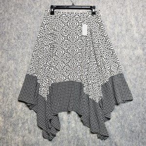 Banana Republic Skirt Womens 4 Handkerchief-Hem Midi Black Print Casual Comfort